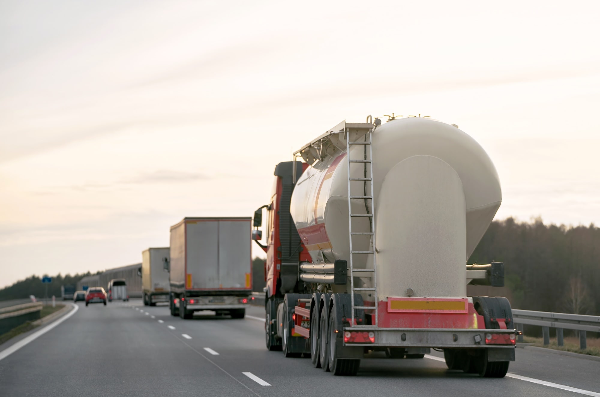 Industrial fuel truck driving on highway